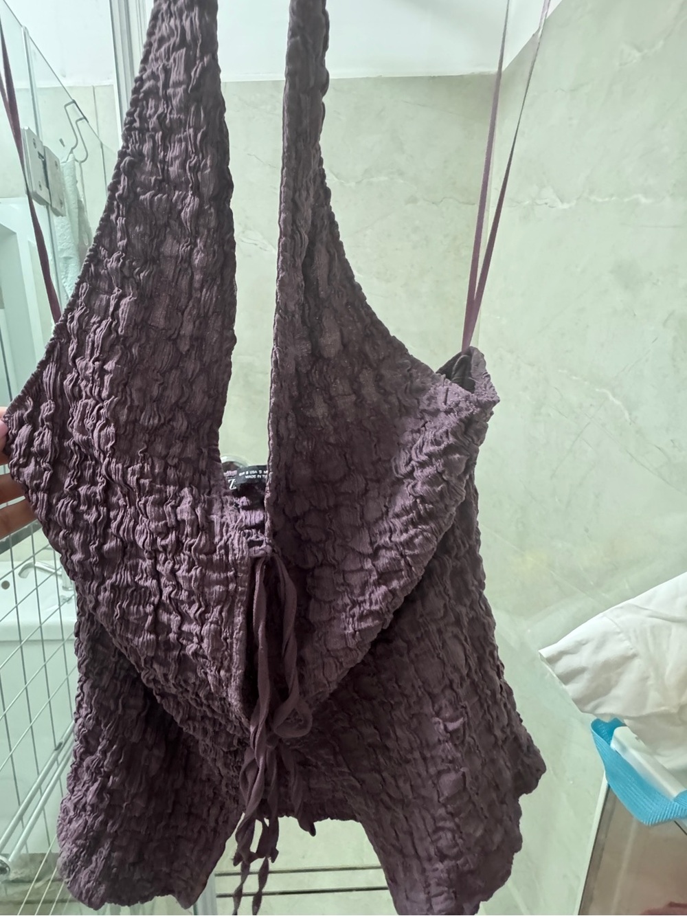 Zara crochet purple halter top front ties